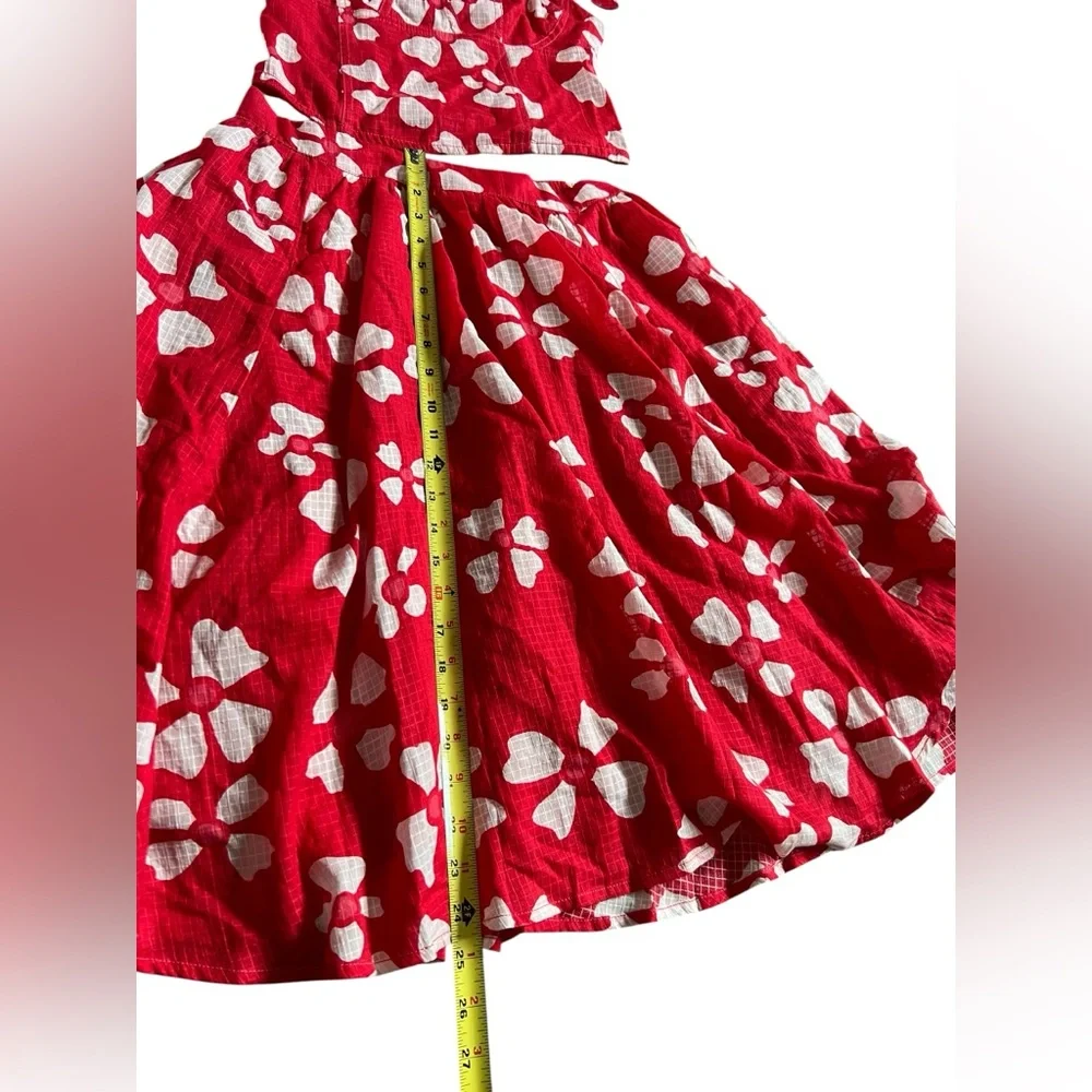 NWOT Free People Keepsake Red Poppy Combo Set Skirt/ Halter Top - Picture 14 of 15